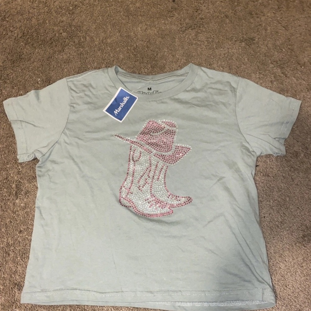 Mud Pie Kids Gray Tee with Pink Boot and Hat Design